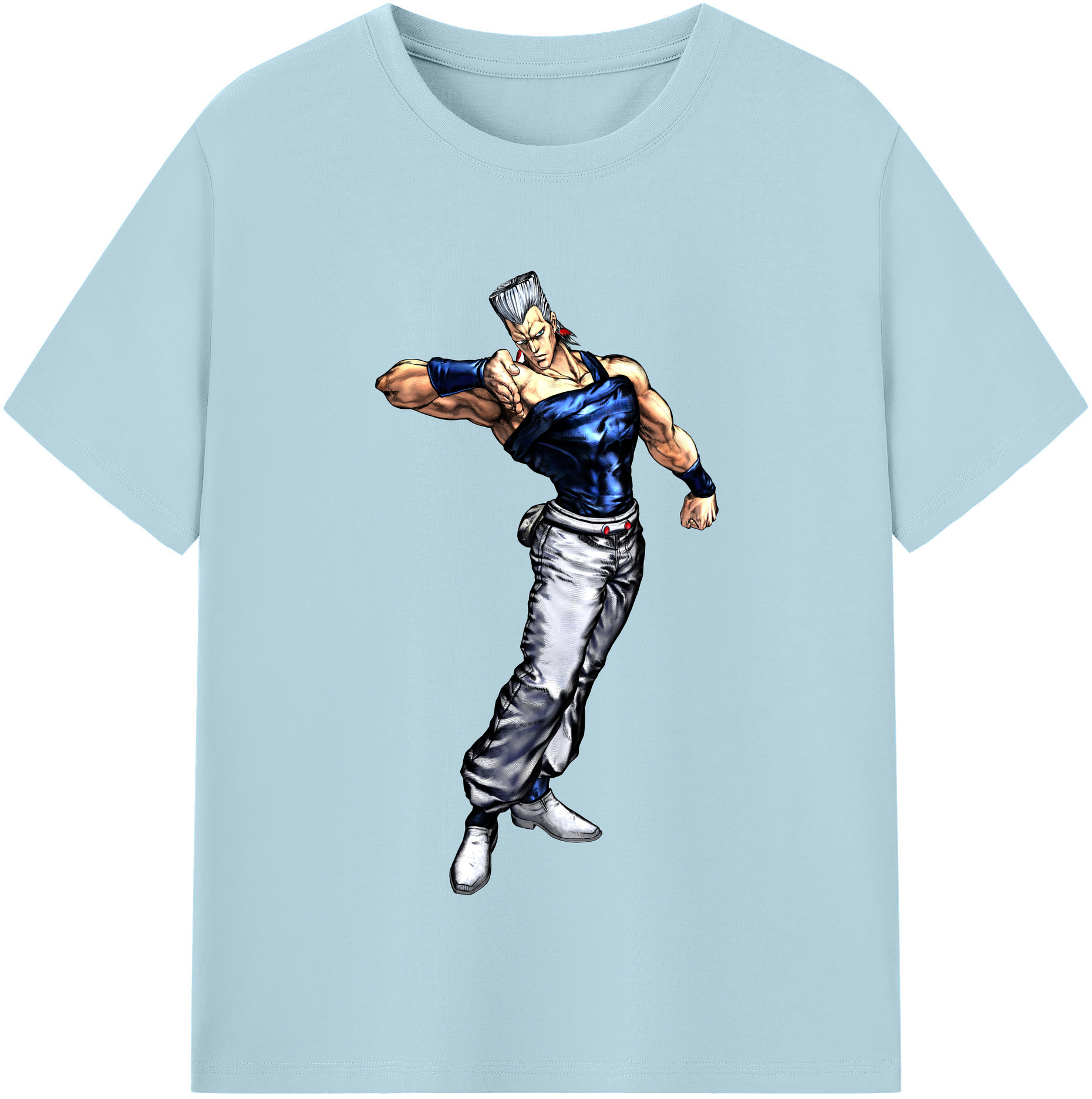 （画像用） ジョジョの奇妙な冒険 ジャン＝ピエール?ポルナレフ JoJo's Bizarre Adventure Jan Pierre Polnareff 綿100％半袖Tシャツ（フロントプリント）